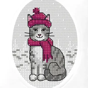 Sonderangebot Stickpackung Karte Winterkatze