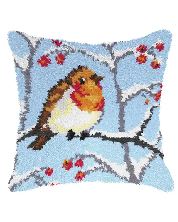 Expressversand Stickpackung Knüpfkissen Wintervogel