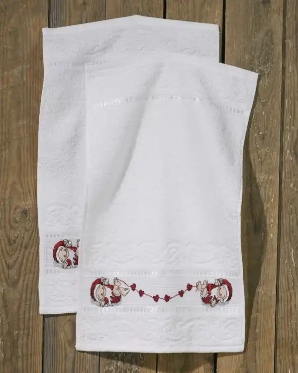 Sichere Zahlung Stickpackung Gästehandtücher Herzen 2-er Pack