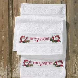 Exklusiv Stickpackung Gästehandtücher Merry Christmas 2-er Pack