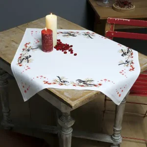 Geld-Zurück-Garantie Stickpackung Mitteldecke Vögel und Beeren