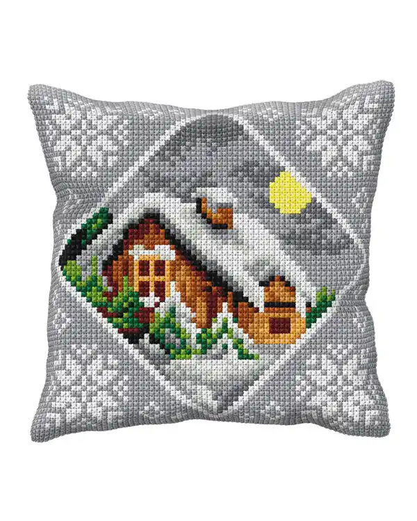 Kracherpreis Stickpackung Kissen Schneebedeckt