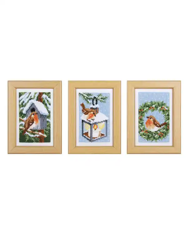Exklusiv Stickpackung Bilder Rotkehlchen 3-er Pack