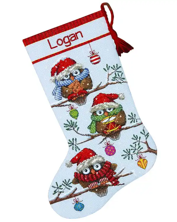 Stickpackung Strumpf Eulen Hochwertig