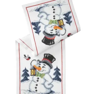 Finale Aktion Stickpackung Läufer Schneemann