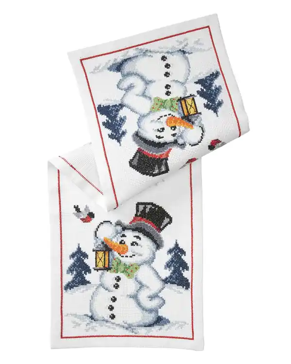 Finale Aktion Stickpackung Läufer Schneemann