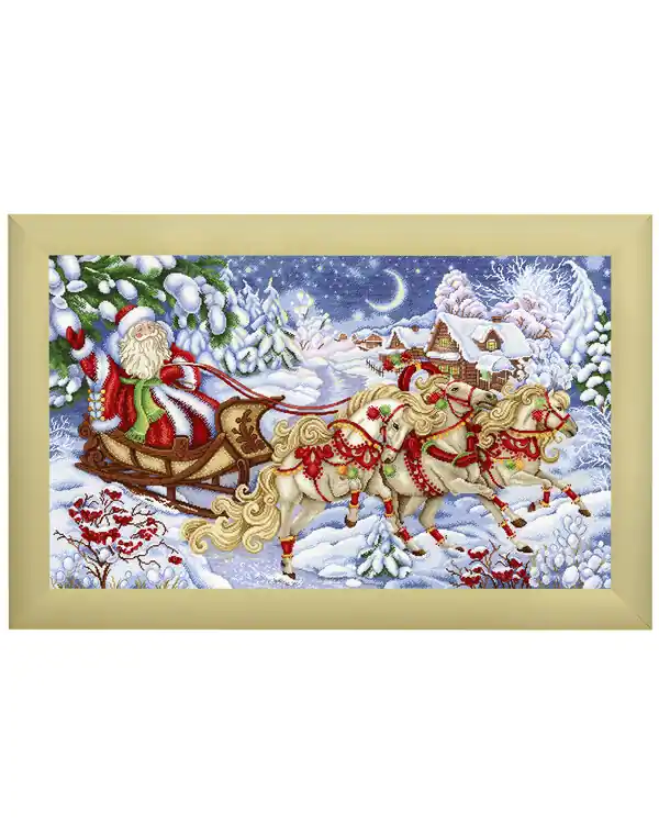 Angebot Stickpackung Bild Weihnachtsmann mit Schlitten