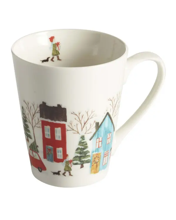 Porzellantassen Winter 2-er Pack mit handgemaltem Motiv Nur Heute
