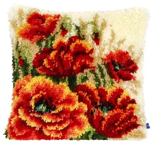 Markenware Knüpfkissen Mohnwiese