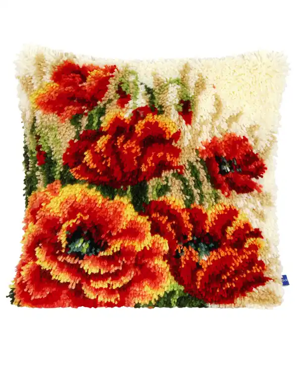 Markenware Knüpfkissen Mohnwiese