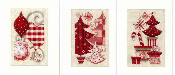 Preisreduziert Stickpackung Karte Weihnachtsdeko 3-er Pack