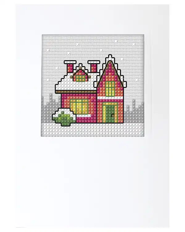 Sonderaktion Stickpackung Karte Weihnachtshaus