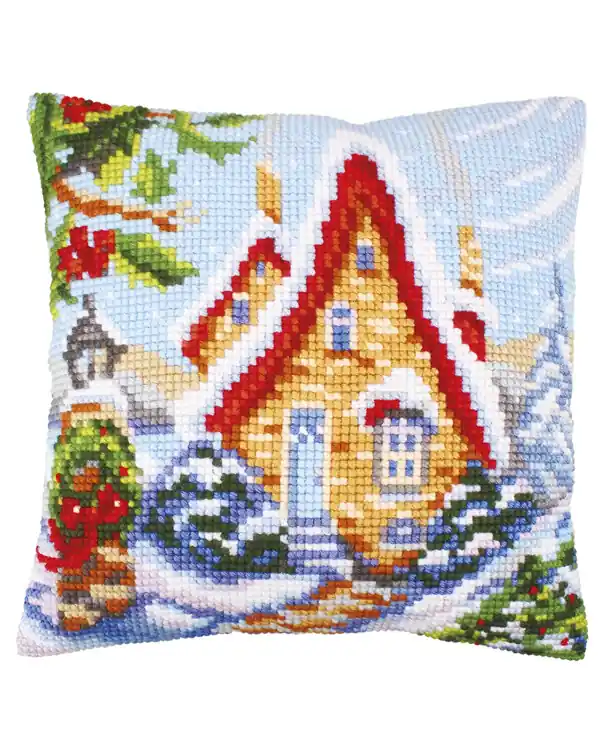 Neu Stickpackung Kissen Weihnachtshaus