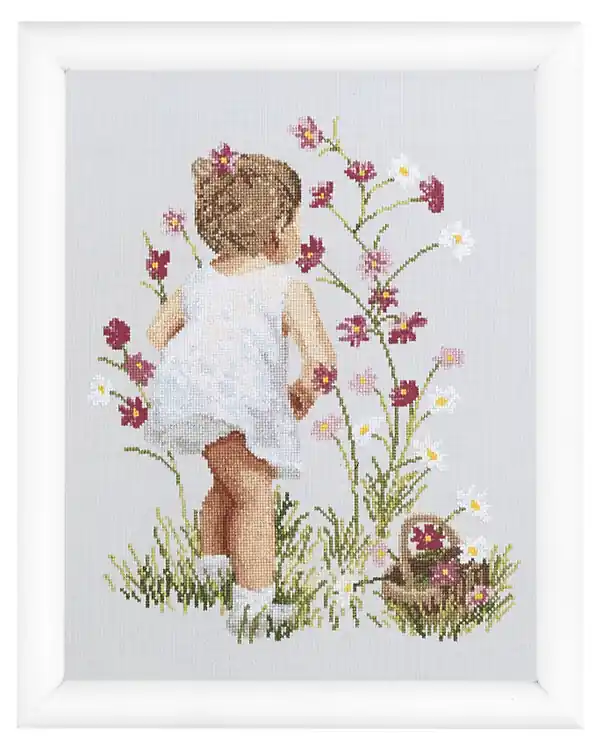 Expressversand Stickpackung Bild Mädchen und Blumen