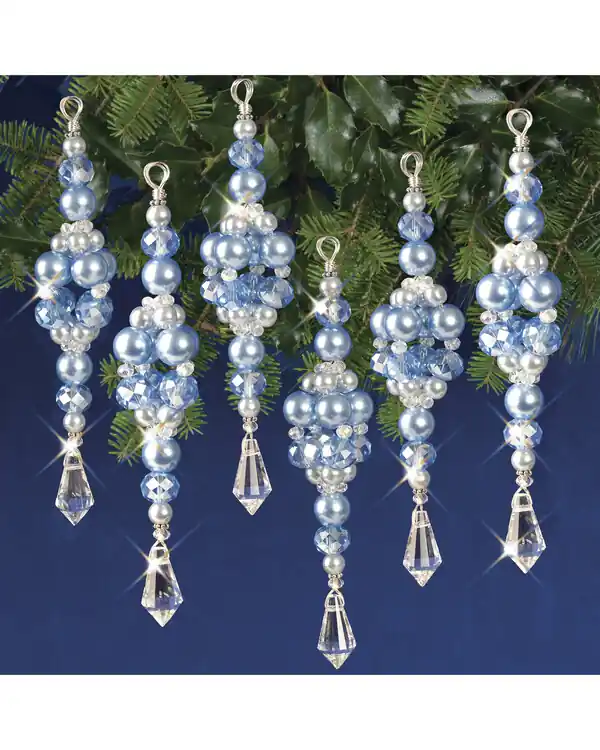 Bastelkit Weihnachtsbaumanhänger Blaue Eistropfen 6-er Pack Limited Edition