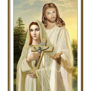 Kostenloser Versand Perlenstickerei Jesus & Maria