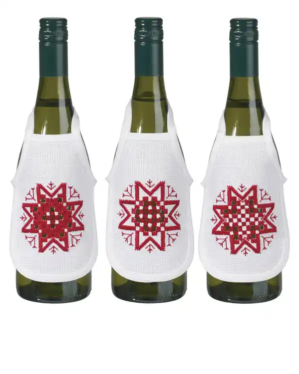 Stickpackung Hardanger Flaschenschürzen Sterne 3-er Pack Sofort Bestellen