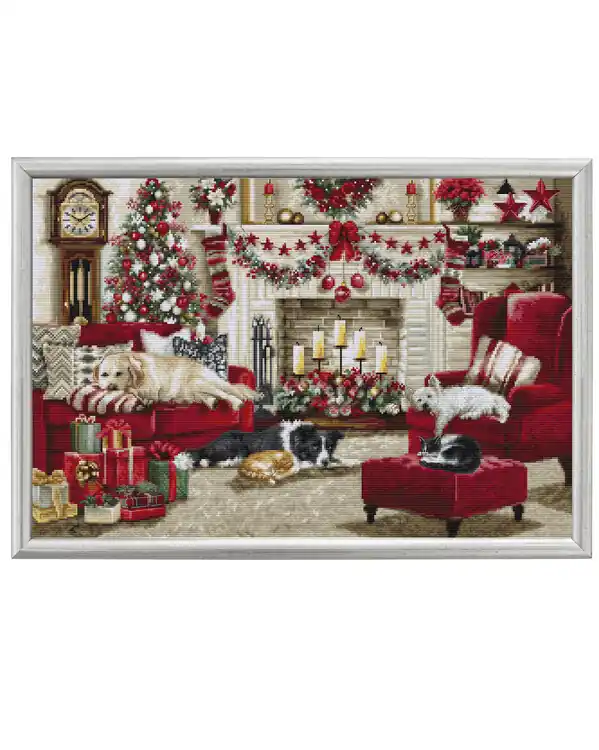 Handgefertigt Stickpackung Bild Tierische Weihnachten