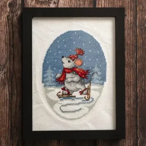 Jetzt Zugreifen Stickpackung Bild Mäuse auf Schlittschuhen