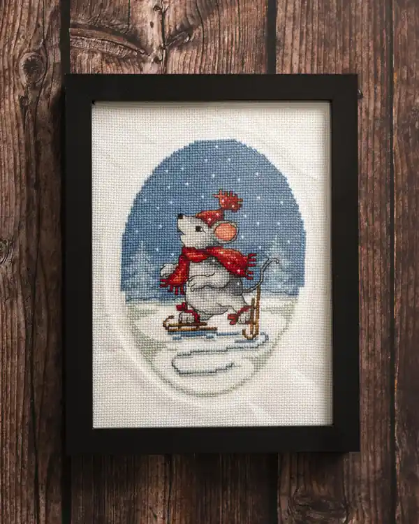 Jetzt Zugreifen Stickpackung Bild Mäuse auf Schlittschuhen