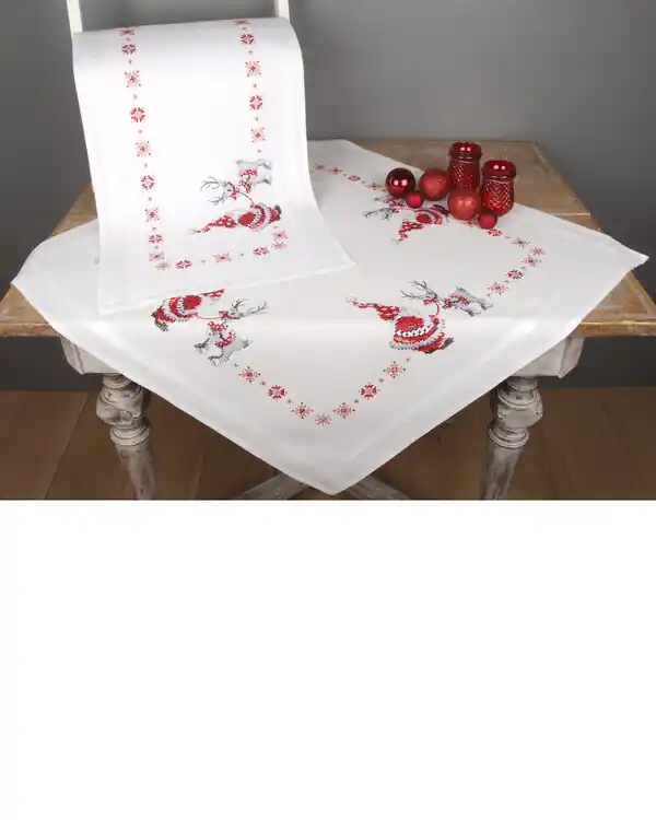 Stickpackung Tischläufer Rentier des Weihnachtsmanns Neu