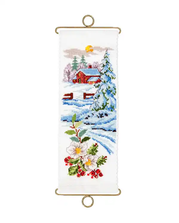 Beliebt Stickpackung Miniwandbehang Winterlandschaft