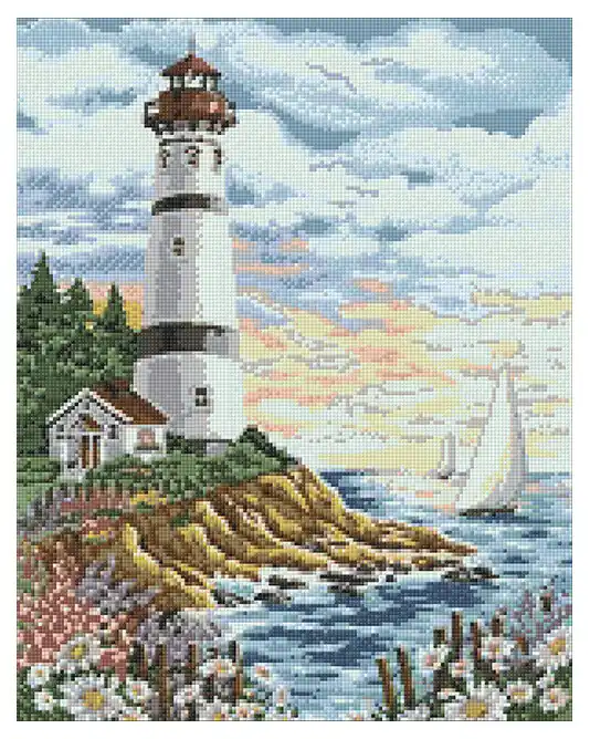 Diamond painting Leuchtturm am Meer Neue Ware