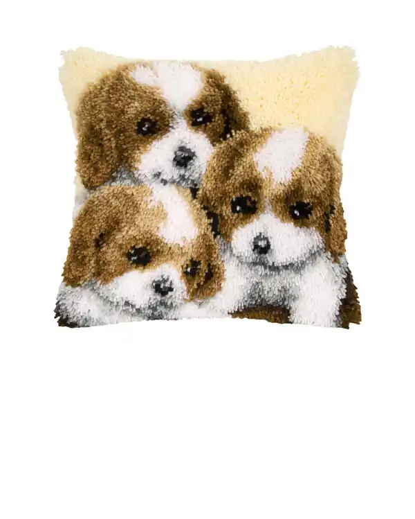 Finale Aktion Knüpfkissen Drei kleine Welpen