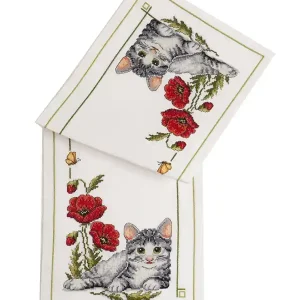 Abverkauf Stickpackung Läufer Katze