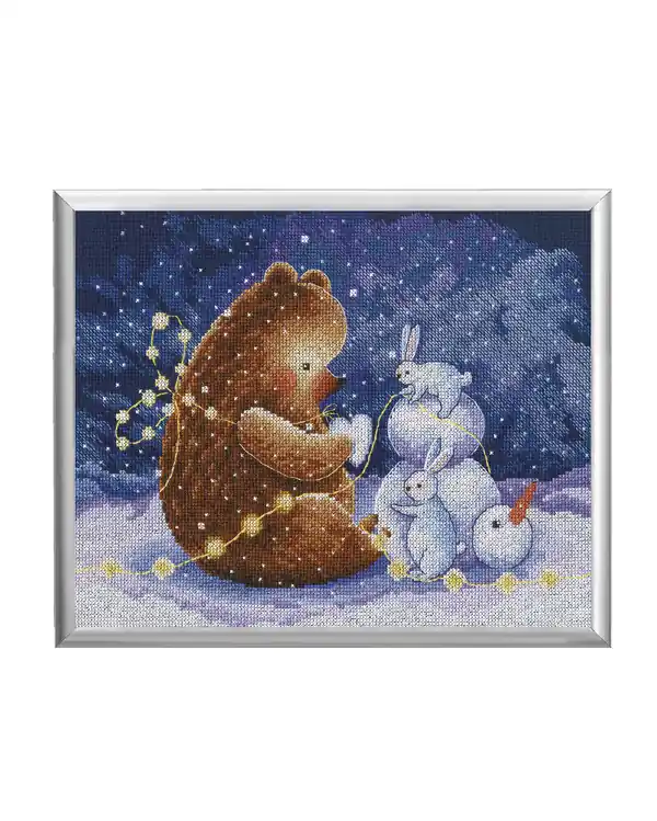 Heißes Angebot Stickpackung Bild Kuscheln im Schnee