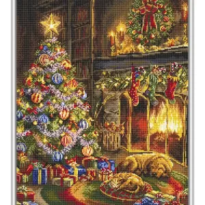 Stickpackung Bild Vor dem Kamin Exklusiv