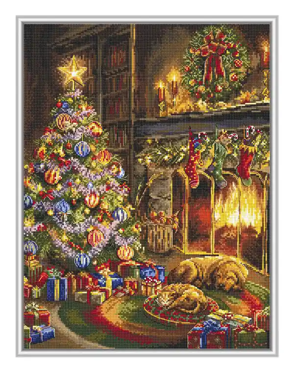 Stickpackung Bild Vor dem Kamin Exklusiv