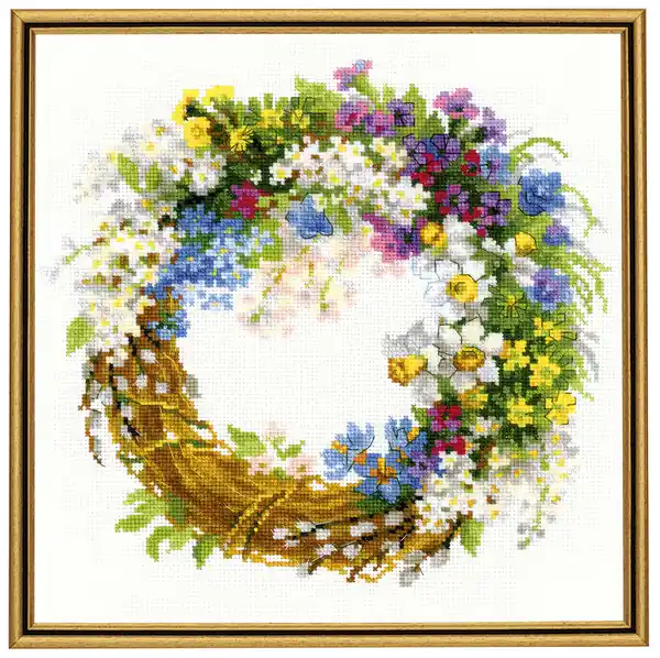 Begrenztes Angebot Bild Kranz mit Sommerblumen