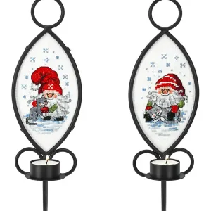 Sichere Zahlung Stickereien Katzenfreund für Teelichthalter 2-er Pack