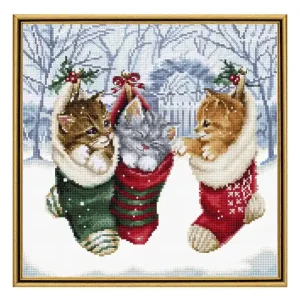 Stickpackung Bild Drei Weihnachtskatzen Premium