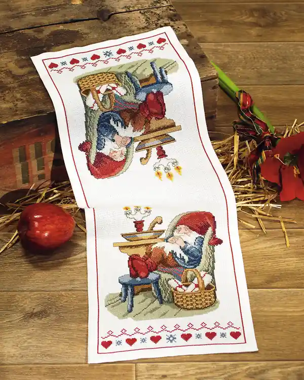Markenprodukt Stickpackung Tischläufer schläfriger Weihnachtsmann