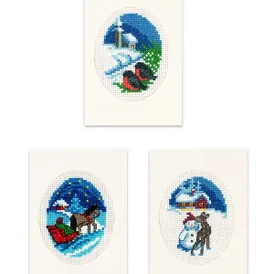 Stickpackung Karten Wintermotive 3-er Pack Großhandel