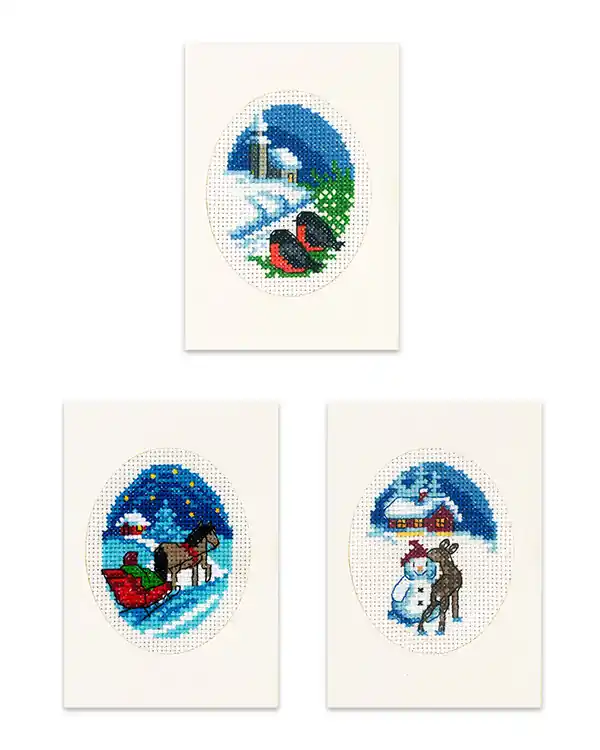 Stickpackung Karten Wintermotive 3-er Pack Großhandel