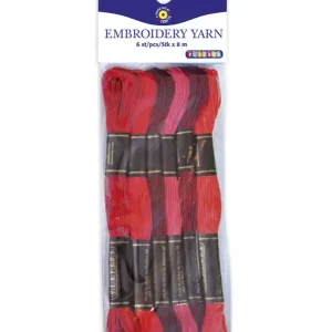 Handgefertigt Garn rot sortiert 6 Docken