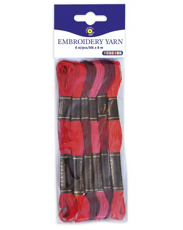 Handgefertigt Garn rot sortiert 6 Docken