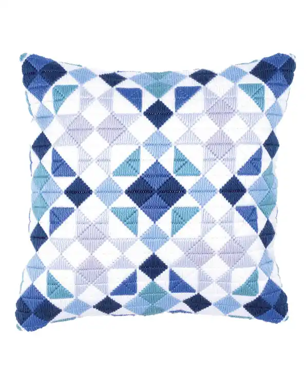 Echt Stickpackung Kissen Langstich Dreiecke