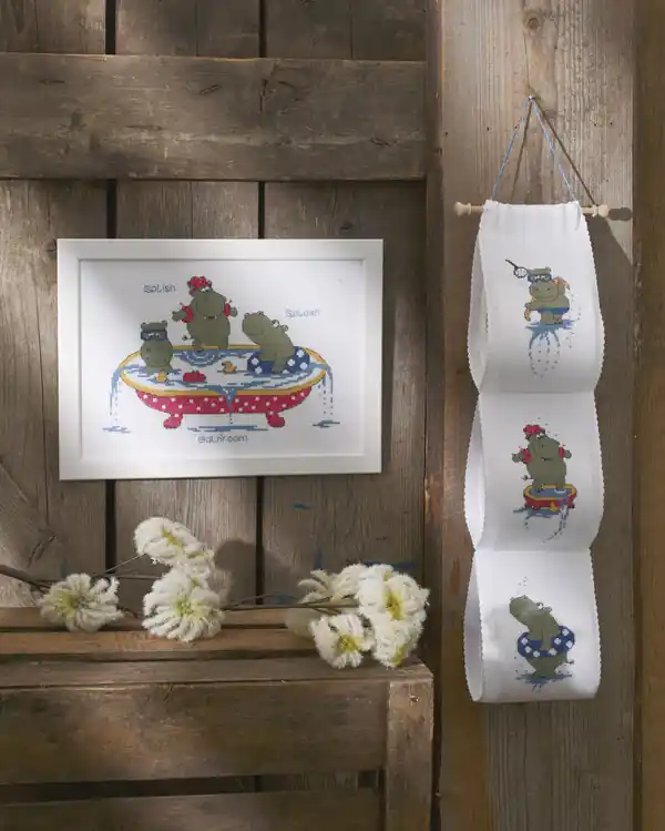 Stickpackung Toilettenpapierhalter Splash Handgefertigt