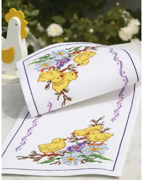 Stickpackung Läufer Hühner und Blumen Preiswert