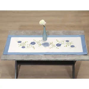 Letzte Chance Stickpackung Läufer Blaue Rosen