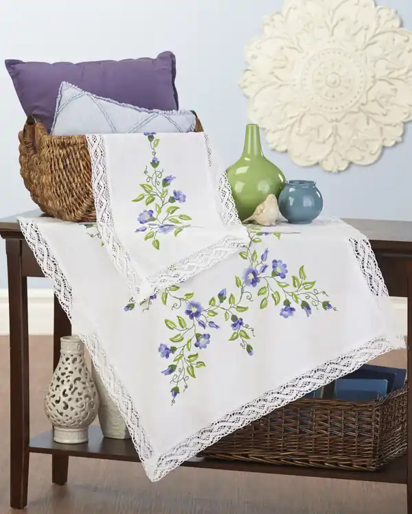 Ausverkauf Läufer Blaue Blumen mit oder ohne Garn