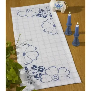 Limited Edition Stickpackung Deckchen Blaue Blumen