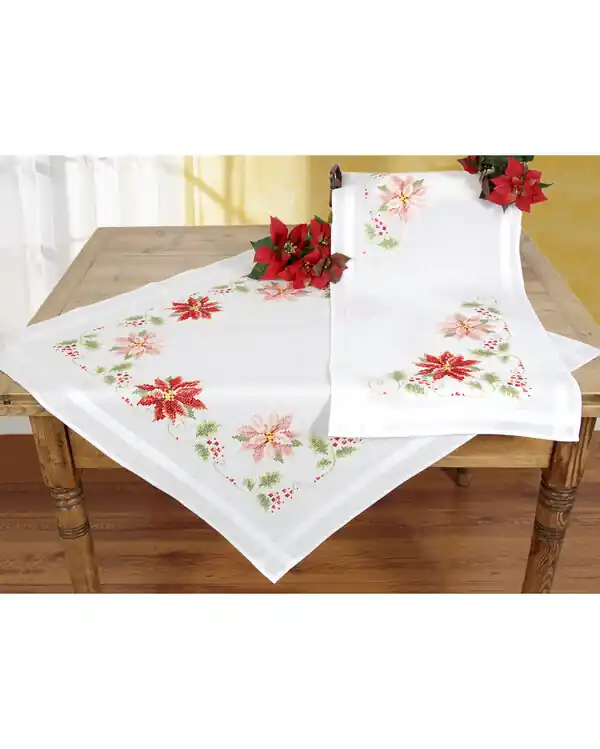 Limited Edition Stickpackung Mitteldecke Weihnachtsblumen