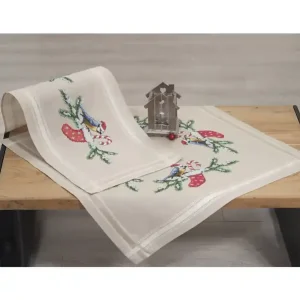 Stickpackung Mitteldecke Blaumeisen leinenfarbig Sonderaktion