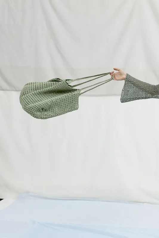 Ab Werk Tasche mit kurzen Trägern aus Lino