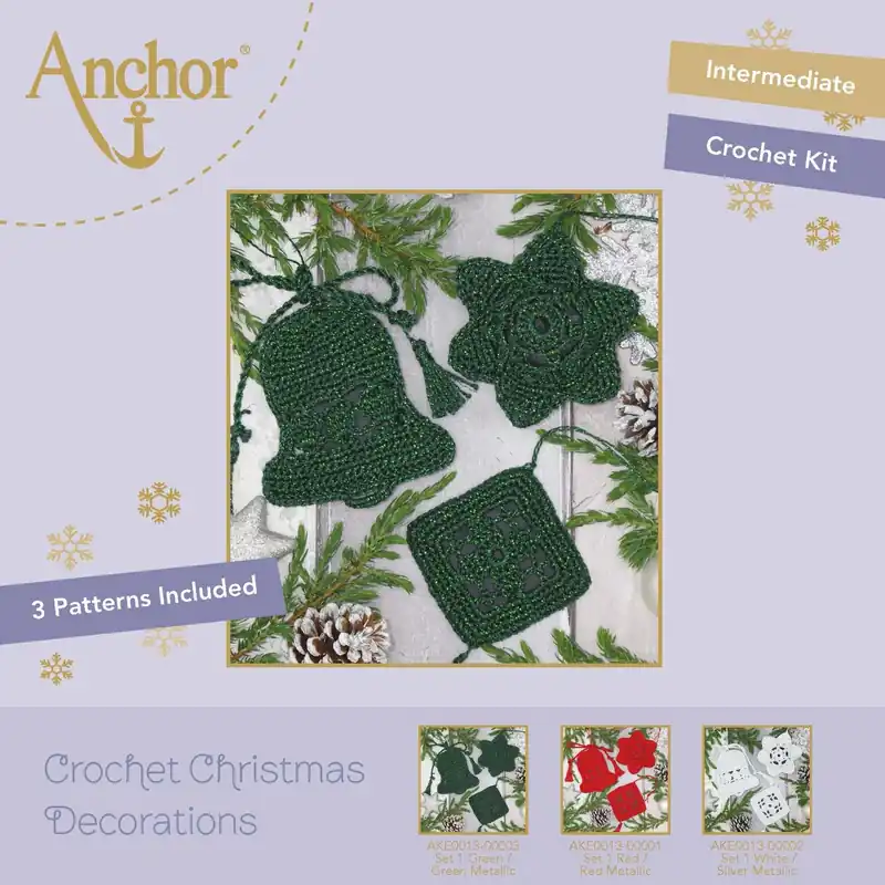 Sonderangebot ANCHOR Häkelset 1 GRÜN/GRÜN Metallic Christmas
